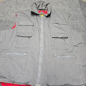 Branded Lion Big Man 1XB Gray Canvas Plaid Lined Utility Vest Workwear